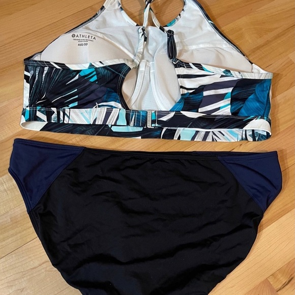 Athleta blue palm sports bra swim bikini Size XL bottoms and 40D top swim - Picture 2 of 3